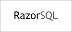 RazorSQL logo displayed prominently on a clean white background, emphasizing its sleek design and functionality.